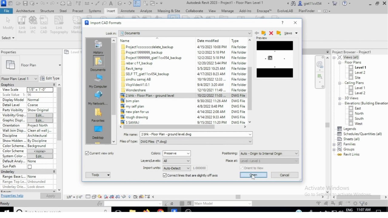 How to Insert AutoCAD Plan in REVIT Architecture | All Hidden Settings