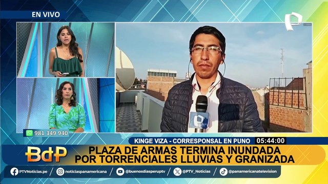 Puno: Plaza de Armas termina inundada por torrenciales lluvias y granizada