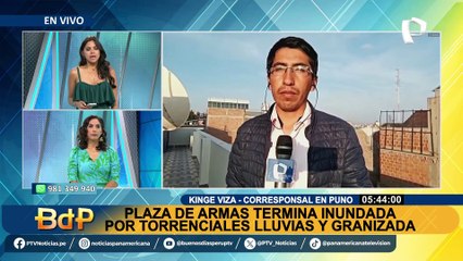 Puno: Plaza de Armas termina inundada por torrenciales lluvias y granizada