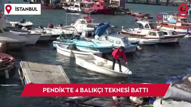 Pendik’te şiddetli rüzgar nedeniyle 4 balıkçı teknesi battı