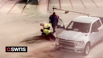 Chaotic moments after man opened plane's emergency exit, climbed onto wing and ran across tarmac