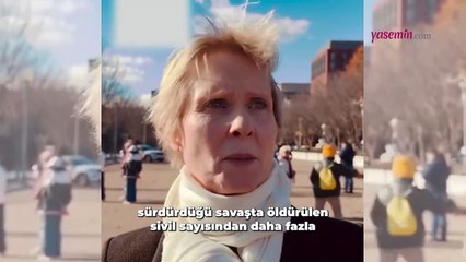 ABD'li oyuncu Cyntia Nixon Beyaz Saray önünden Filistinliler için seslendi!