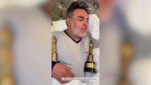 La celebración de Andrés Hurtado tras ganar dos premios Martín Fierro