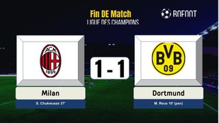 Milan - Dortmund résumé et buts (Mi-temps)- highlights, goals
