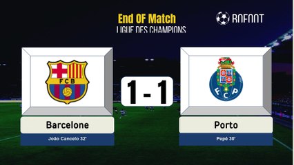 Barcelone - Porto résumé et buts (Mi-temps)- highlights, goals