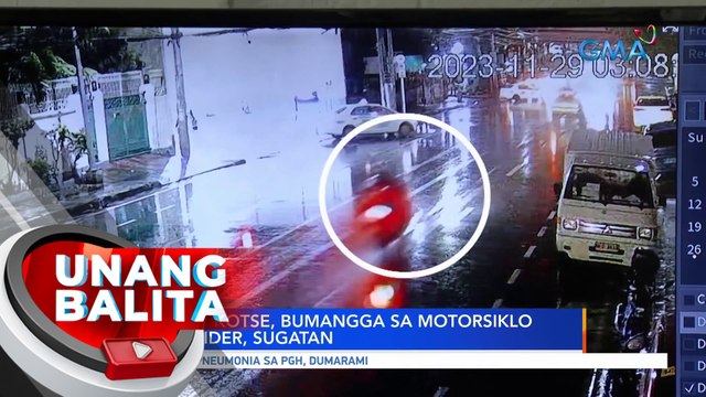 Huli-cam: Kotse, bumangga sa motorsiklo at taxi; Rider, sugatan | UB