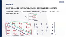 Aula 35 - Definição, identificação de linhas, colunas e elementos em uma matriz, composição de uma matriz através de uma lei de formação, tipos de matrizes.