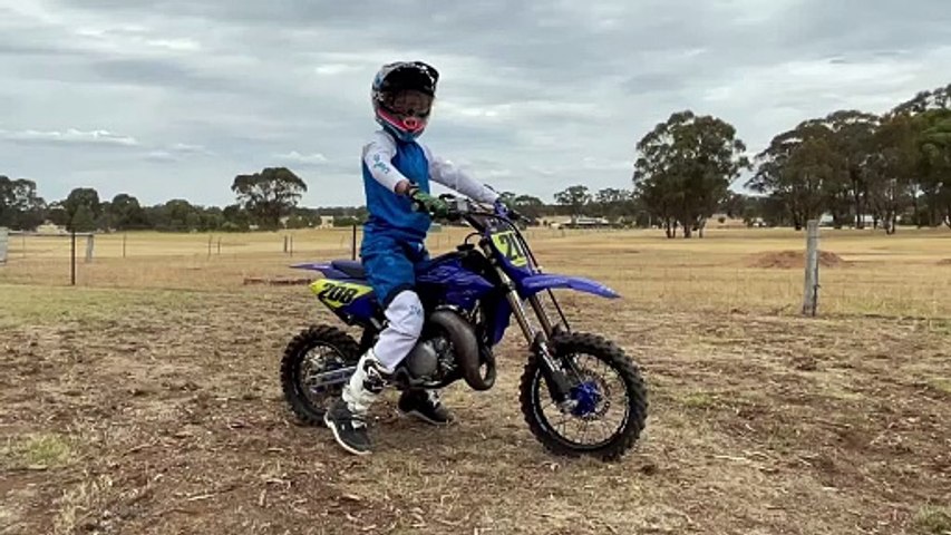 Motocross rider Nate Hargreaves burns around the paddock at home