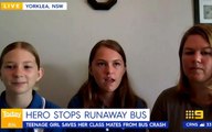 Schoolgirl in Australia avoids crash by steering runaway bus away from fuel pumps