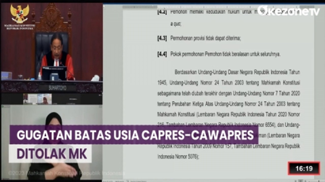 MK Tolak Gugatan Batas Usia Capres-Cawapres Minimal 40 Tahun Atau ...