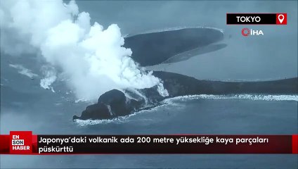 Japonya’daki volkanik ada 200 metre yüksekliğe kaya parçaları püskürttü
