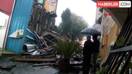 İSTANBUL-SARIYER'DE METRUK BİNA ÇÖKTÜ-1