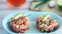 Tartar de salmón y manzana