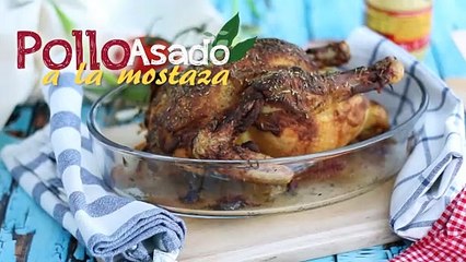 Pollo asado a la mostaza con hierbas