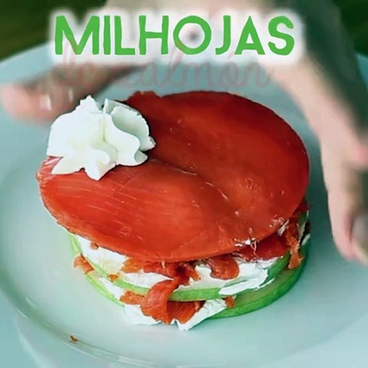 Milhojas de salmón y manzana