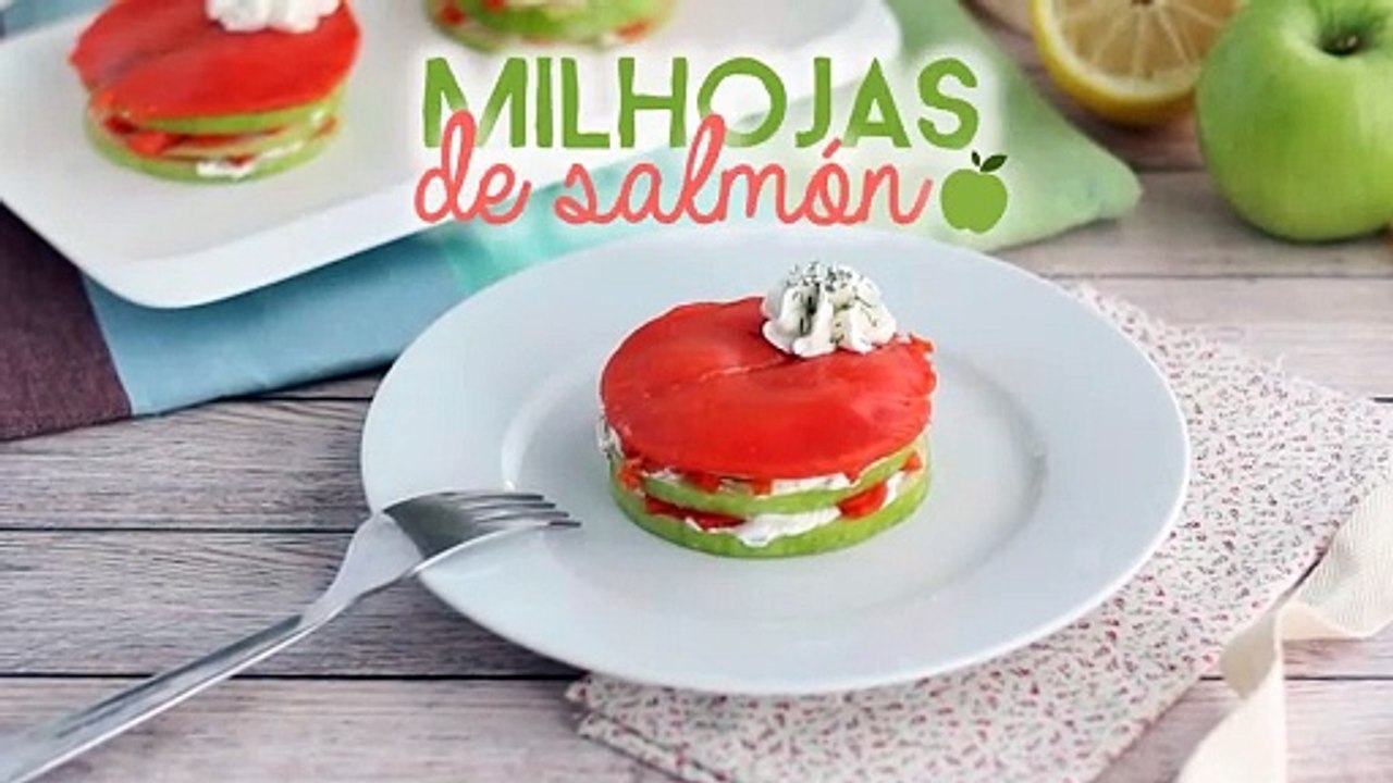 Milhojas de salmón y manzana