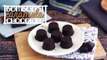 Bombones de chocolate negro con caramelo y almendras