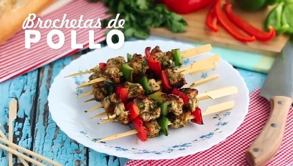 Brochetas de pollo y pimiento