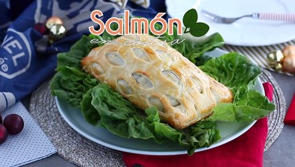 Salmón en costra con espinacas