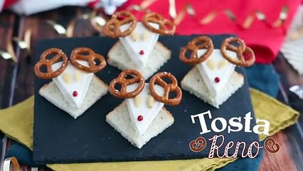 Tosta de renos navideños con quesitos