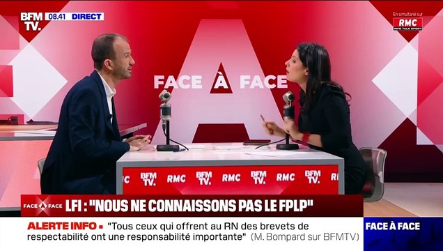 Apolline de Malherbe en plein clash avec son invité Manuel Bompard dans le Face à Face de BFMTV