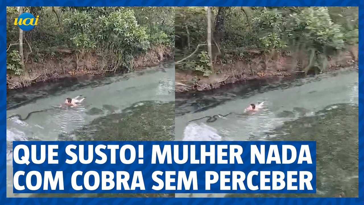 Mulher nada com sucuri sem perceber