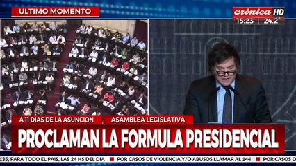 Milei y Villarruel en el Congreso: se proclama la fórmula presidencial