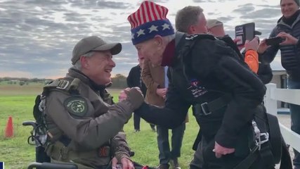 WW2 veteran breaks own record as world’s oldest skydiver