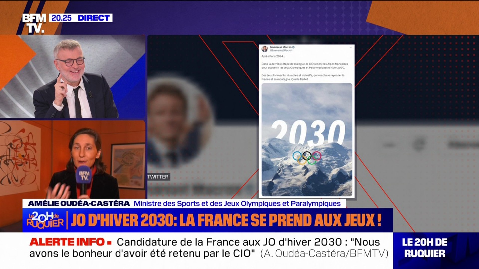 Jeux Olympiques d'hiver 2030: "On sera prêt", affirme la ministre des  Sports, Amélie Oudéa-Castéra - Vidéo Dailymotion
