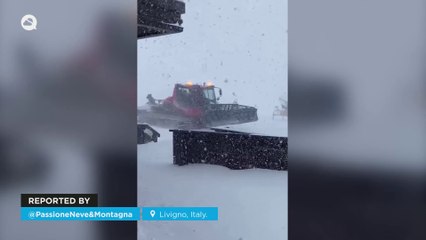 Impressive snowfall in Livigno, Italy