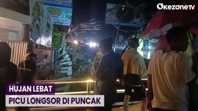 Jalur Puncak Longsor, Tiang Listrik Nyaris Roboh Tutup Akses Jalan