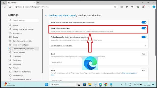 How to Block Third-Party Cookies in Edge Browser on Windows 11?