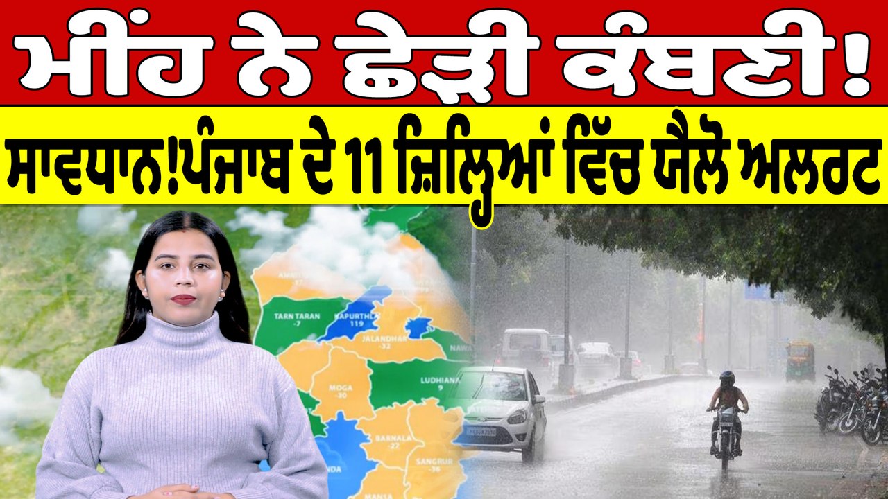 ਮੀਂਹ ਨੇ ਛੇੜੀ ਕੰਬਣੀ! ਸਾਵਧਾਨ! ਪੰਜਾਬ ਦੇ 11 ਜ਼ਿਲ੍ਹਿਆਂ ਵਿੱਚ ਯੈਲੋ ਅਲਰਟ | Punjab Weather |Oneindia Punjabi