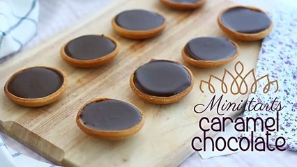 Caramel and chocolate mini tarts