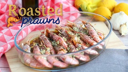 Roasted garlic and herb prawns