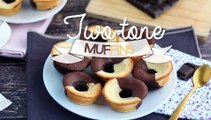 Two-tone muffins, chocolate, vanilla and chocolate core