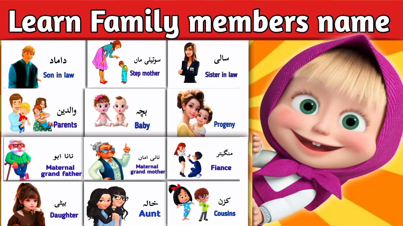 learning about family preschool | my family members | learn family members in english