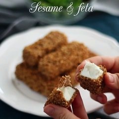 Feta sticks with sesame seeds