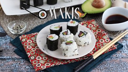 Smoked salmon and avocado maki rolls