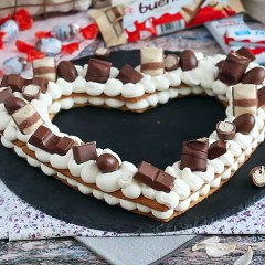 Heart cake with kinder - heart tart with kinder for valentine's day
