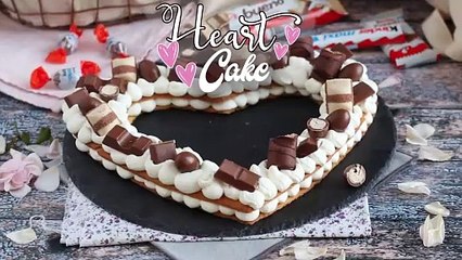 Heart cake with kinder - heart tart with kinder for valentine's day