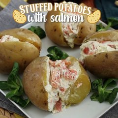 Stuffed potatoes with smoked salmon and cream cheese
