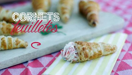 Blätterteigkegel mit lachs und schnittlauch