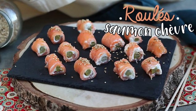 Gerollter lachs mit ziegenkäse und spargel