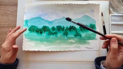 Paisaje. Húmedo sobre húmedo /  wet on wet landscape