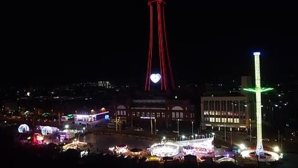 Blackpool Tower shines in red and white for The Gazette's 150th anniversary
