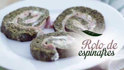 Rolo de espinafres com queijo e fiambre