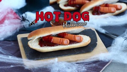 Blutige halloween-hotdogs