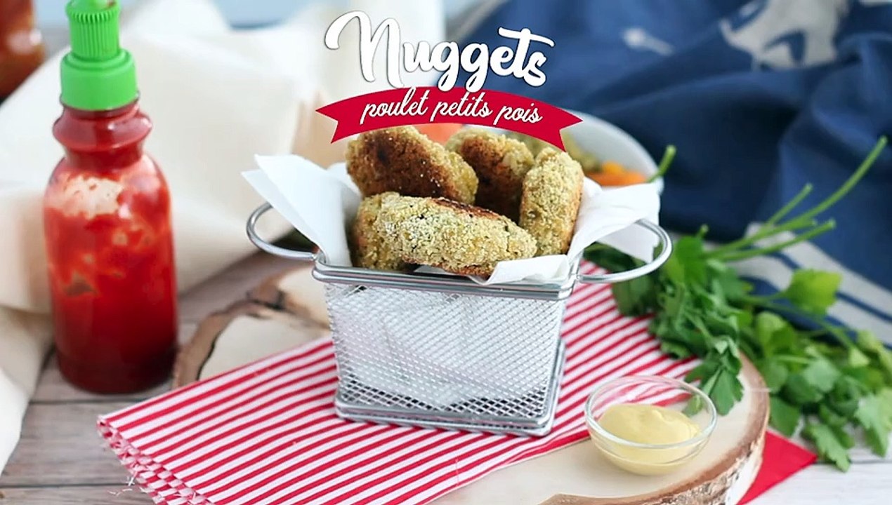 Hähnchennuggets mit erbsen und möhren