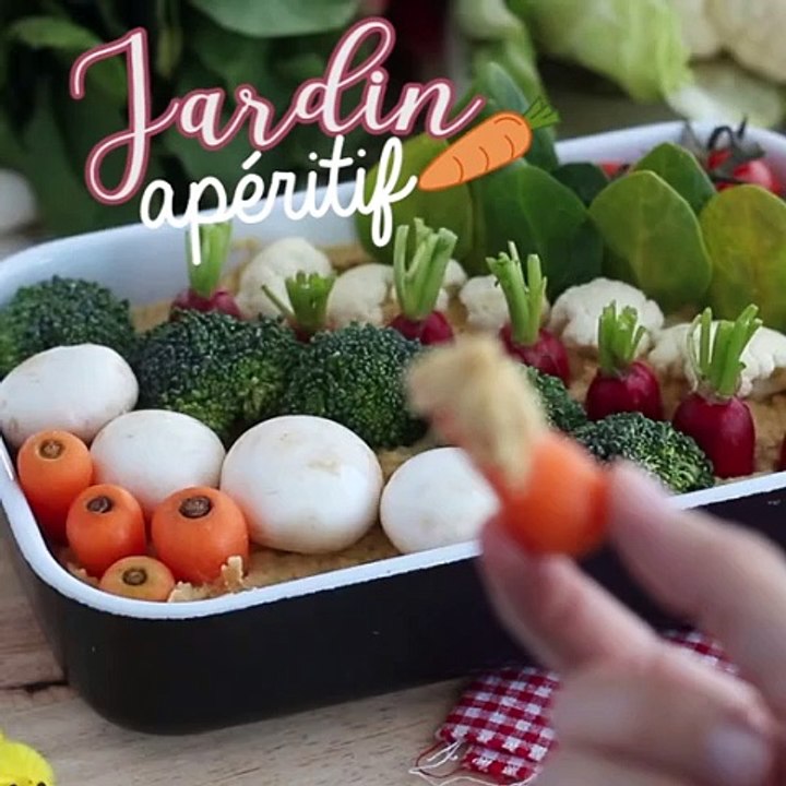 Gemüsegarten für den aperitif (hummus und kleines gemüse)